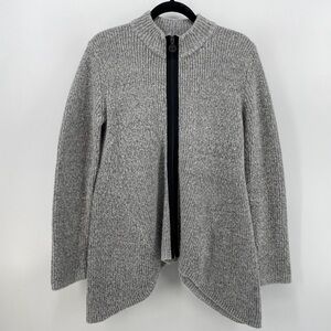 Linea by Louis Dell’Olio Mock Neck Swing Cardigan Gray Zipped S